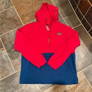 L.L. Bean Men’s Red and Navy Mountain Classic Anorak windbreaker